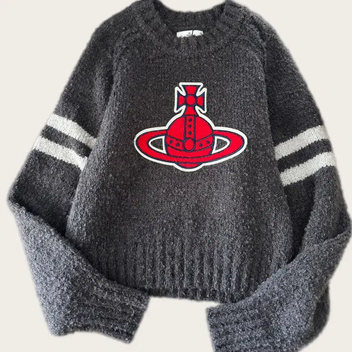 [BUNJANG] Vivienne Westwood Big Logo Knit Sweater / 비비안 웨스트우드  니트   진그레이  연그레이 빅로고  봄   여성