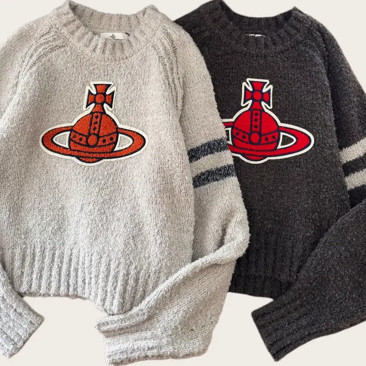 [BUNJANG] Vivienne Westwood Big Logo Knit Sweater / 비비안 웨스트우드  니트   진그레이  연그레이 빅로고  봄   여성