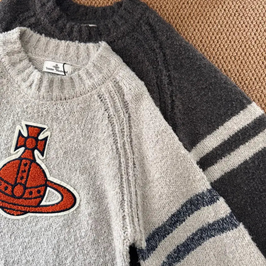 [BUNJANG] Vivienne Westwood Big Logo Knit Sweater / 비비안 웨스트우드  니트   진그레이  연그레이 빅로고  봄   여성