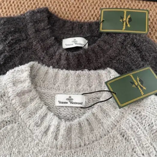 [BUNJANG] Vivienne Westwood Big Logo Knit Sweater / 비비안 웨스트우드  니트   진그레이  연그레이 빅로고  봄   여성