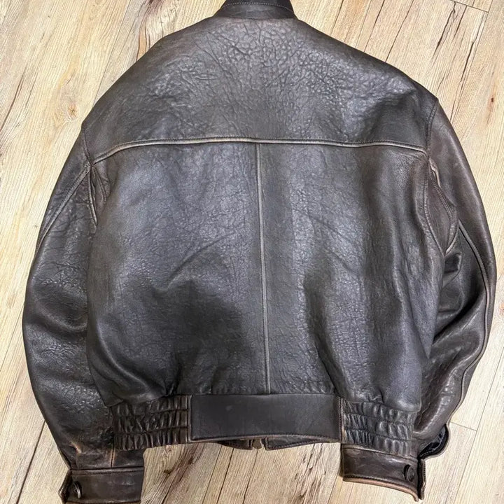 [BUNJANG] Cour Vintage Shelter Neck Leather Jumper (Dark Brown) / 쿠어 빈티지 쉘터 넥 카라 레더 점퍼 ( 다크브라운 )