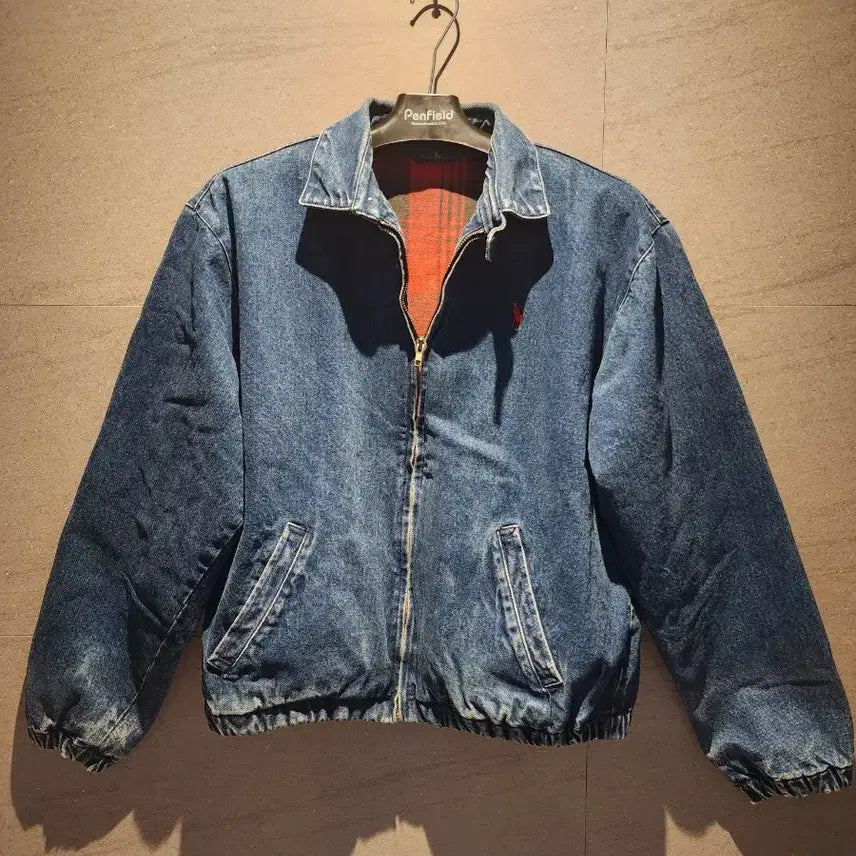 [BUNJANG] 90s Polo Ralph Lauren Denim Blouson Jacket (Tartan Lining / Cropped Fit) / 90s 폴로 랄프로렌 데님 블루종 자켓 (타탄체크 안감 / 크롭핏)