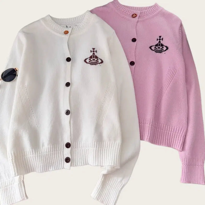 [BUNJANG] Vivienne Westwood Small Logo Cardigan - White Pink - Women&