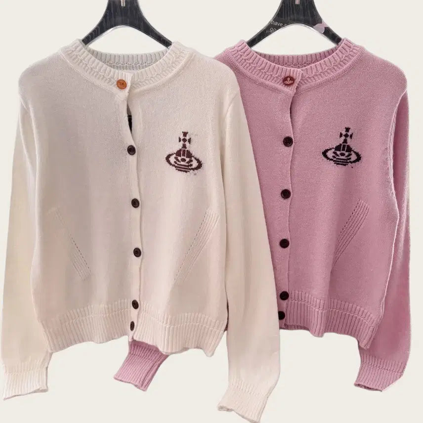 [BUNJANG] Vivienne Westwood Small Logo Cardigan - White Pink - Women&