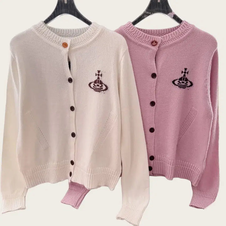 [BUNJANG] Vivienne Westwood Small Logo Cardigan - White Pink - Women&
