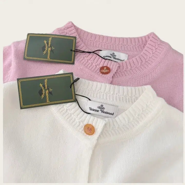 [BUNJANG] Vivienne Westwood Small Logo Cardigan - White Pink - Women&