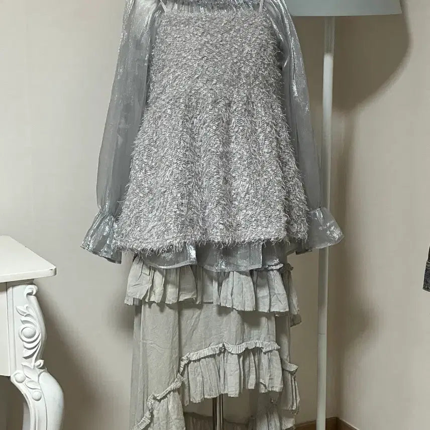 [BUNJANG] Gray Blouse &amp; Bustier Set / 그레이 블라우스 뷔스티에 세트
