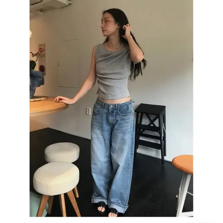 [BUNJANG] Blemto Daily Wide Denim Pants (S) / 블렘토 데일리와이드데님팬츠 s