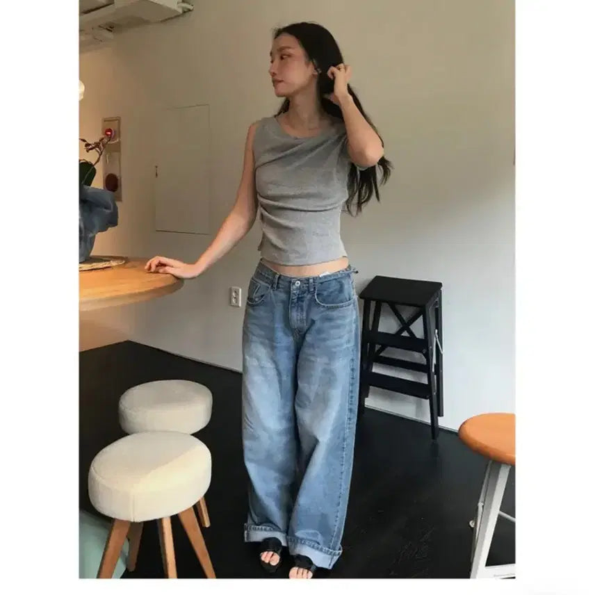 [BUNJANG] Blemto Daily Wide Denim Pants (S) / 블렘토 데일리와이드데님팬츠 s