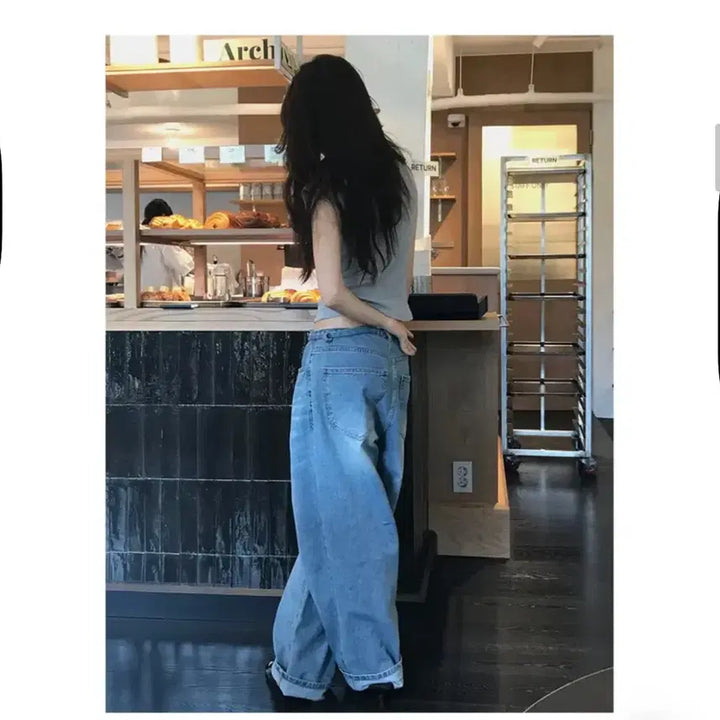[BUNJANG] Blemto Daily Wide Denim Pants (S) / 블렘토 데일리와이드데님팬츠 s