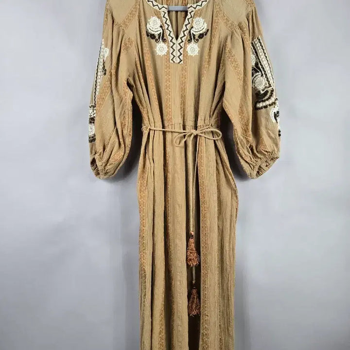 [BUNJANG] NE QUITTEZ PAS Bohemian Embroidered Long Dress / [무료배송]NE QUITTEZ PAS 에스닉 보헤미안 자수 롱 원피스