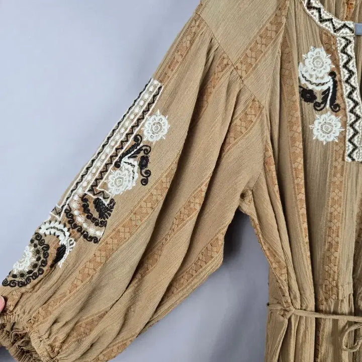 [BUNJANG] NE QUITTEZ PAS Bohemian Embroidered Long Dress / [무료배송]NE QUITTEZ PAS 에스닉 보헤미안 자수 롱 원피스