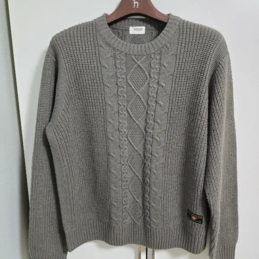 [BUNJANG] Monoflow Cable Knit Sweater - Grey, Size M / 모노플로우 케이블 니트 그레이 M 사이즈