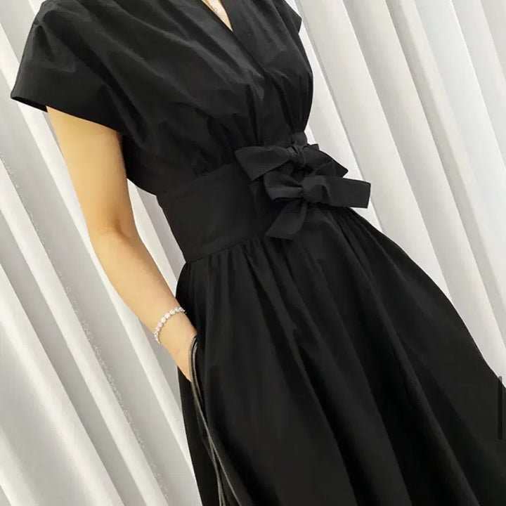 [BUNJANG] Erinblack R2W Shirring Ribbon Long Dress / 에린블랙 알투더블유 롱원피스