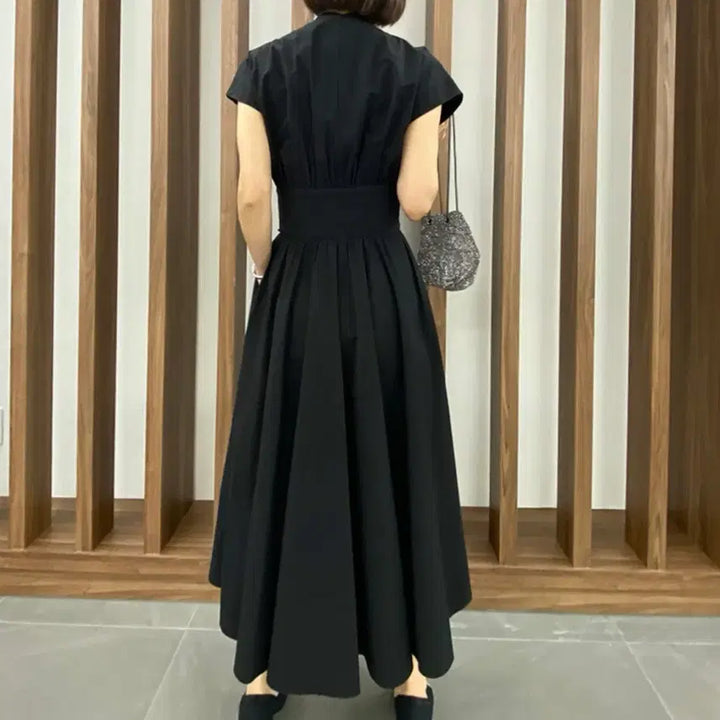 [BUNJANG] Erinblack R2W Shirring Ribbon Long Dress / 에린블랙 알투더블유 롱원피스