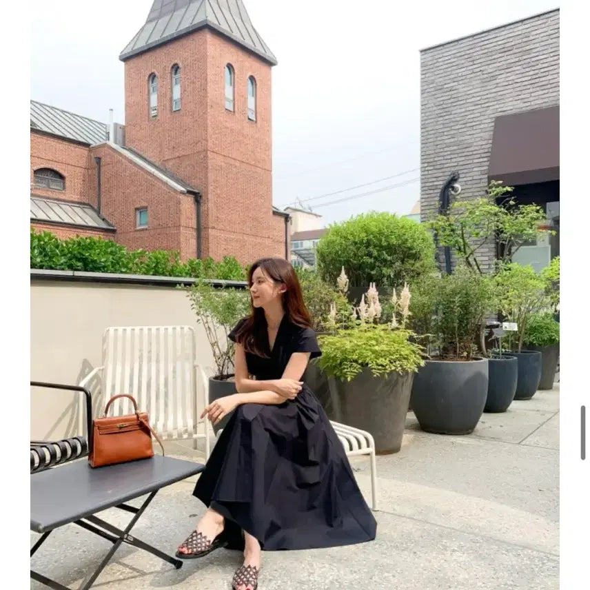 [BUNJANG] Erinblack R2W Shirring Ribbon Long Dress / 에린블랙 알투더블유 롱원피스