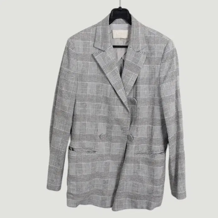 [BUNJANG] GR Linen Blend Check Double Jacket (Women&