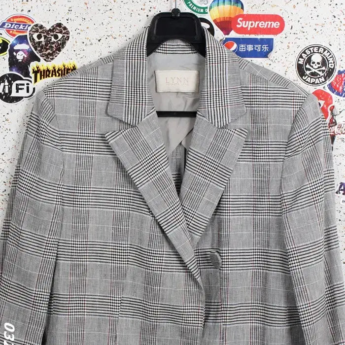 [BUNJANG] GR Linen Blend Check Double Jacket (Women&