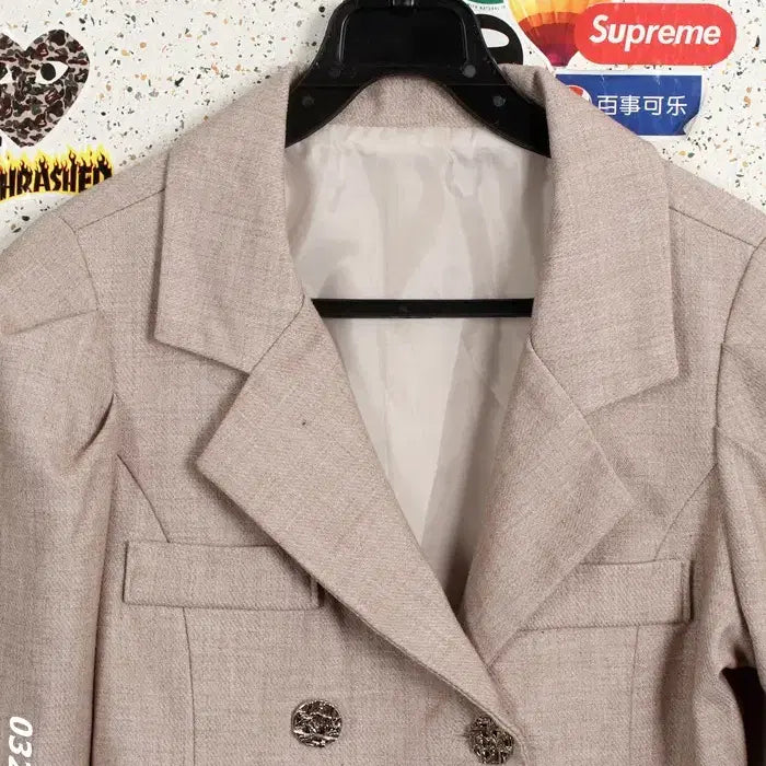 [BUNJANG] Designer Double Breasted Short Jacket / 여성55 / 디자이너 숏 심플 더블자켓BG 28-30