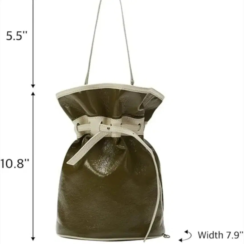 [BUNJANG] KWANI Olive Patent Bucket Bag / 콰니 페이던트 올리브 버킷백~