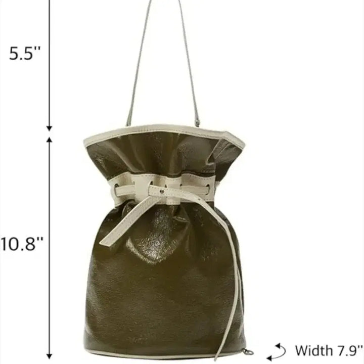 [BUNJANG] KWANI Olive Patent Bucket Bag / 콰니 페이던트 올리브 버킷백~