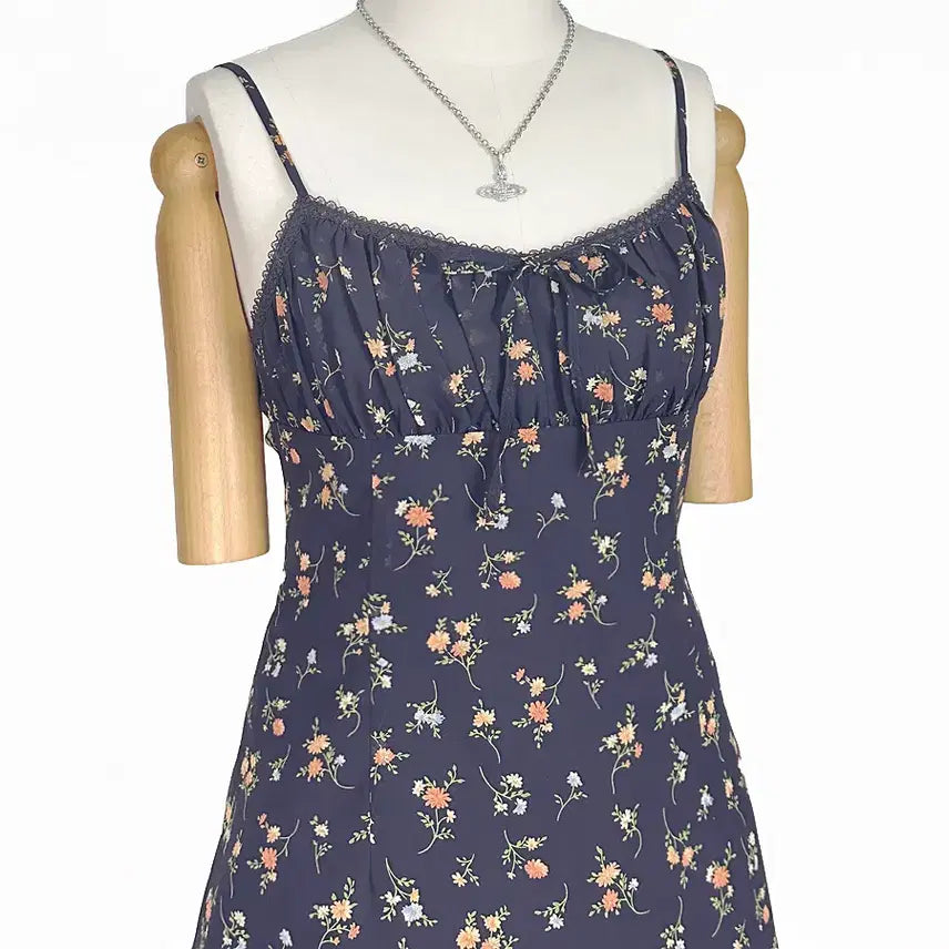 [BUNJANG] Vintage Lace Ribbon Mini Dress / 일본빈티지 미니레이스리본셔링 끈나시원피스청보라퍼플 모리걸하구미룩갸루y2k