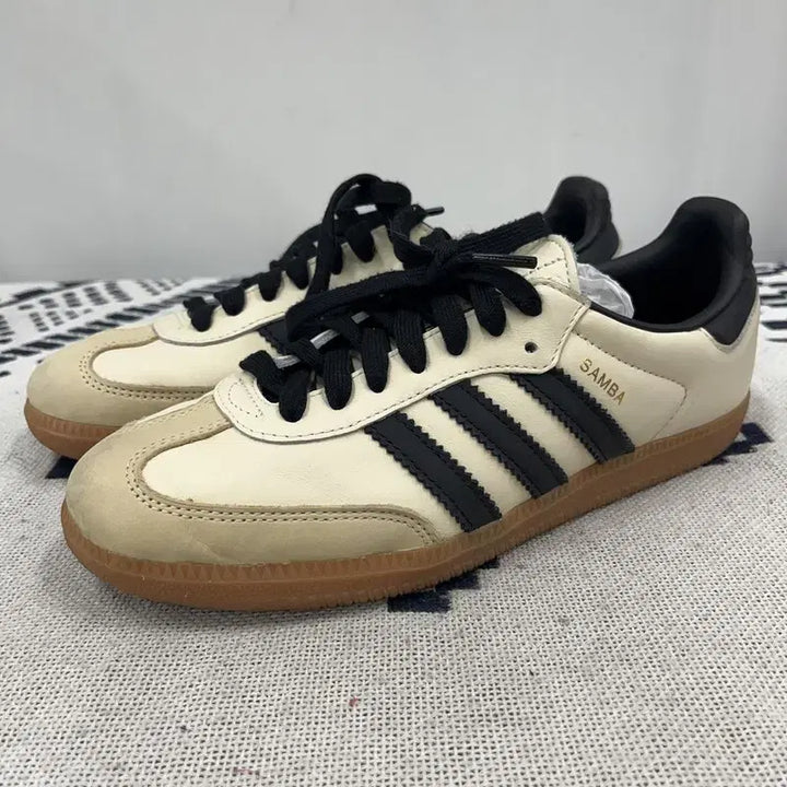 [BUNJANG] Adidas Samba OG Beige Black Sneakers / 아디다스 삼바 OG 베이지 블랙 스니커즈 240 E02884