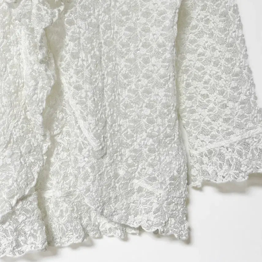 [BUNJANG] Rosa Cherry Lace Ruffle Shiring Cardigan Jacket Ivory / 일본빈티지 로사체리 레이스러플셔링가디건자켓아이보리 모리걸하구미룩갸루y2k