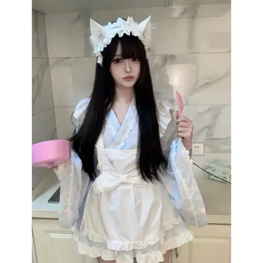[BUNJANG] Subculture Ribbon Lace Maid Dress / 서브컬처 리본 메이드복 레이스 원피스(2컬러)