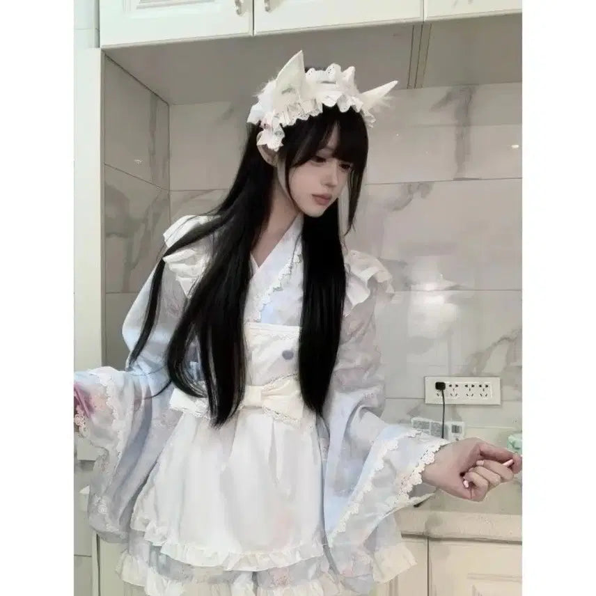 [BUNJANG] Subculture Ribbon Lace Maid Dress / 서브컬처 리본 메이드복 레이스 원피스(2컬러)