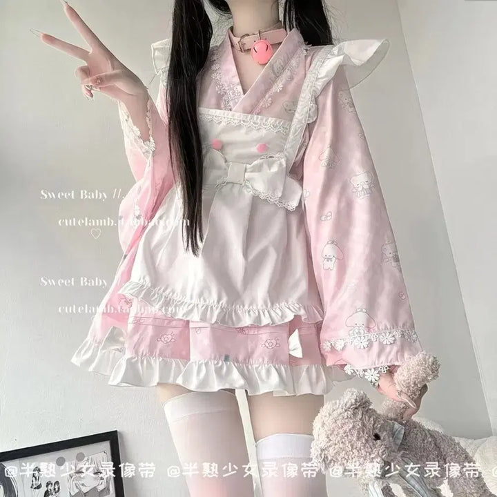 [BUNJANG] Subculture Ribbon Lace Maid Dress / 서브컬처 리본 메이드복 레이스 원피스(2컬러)