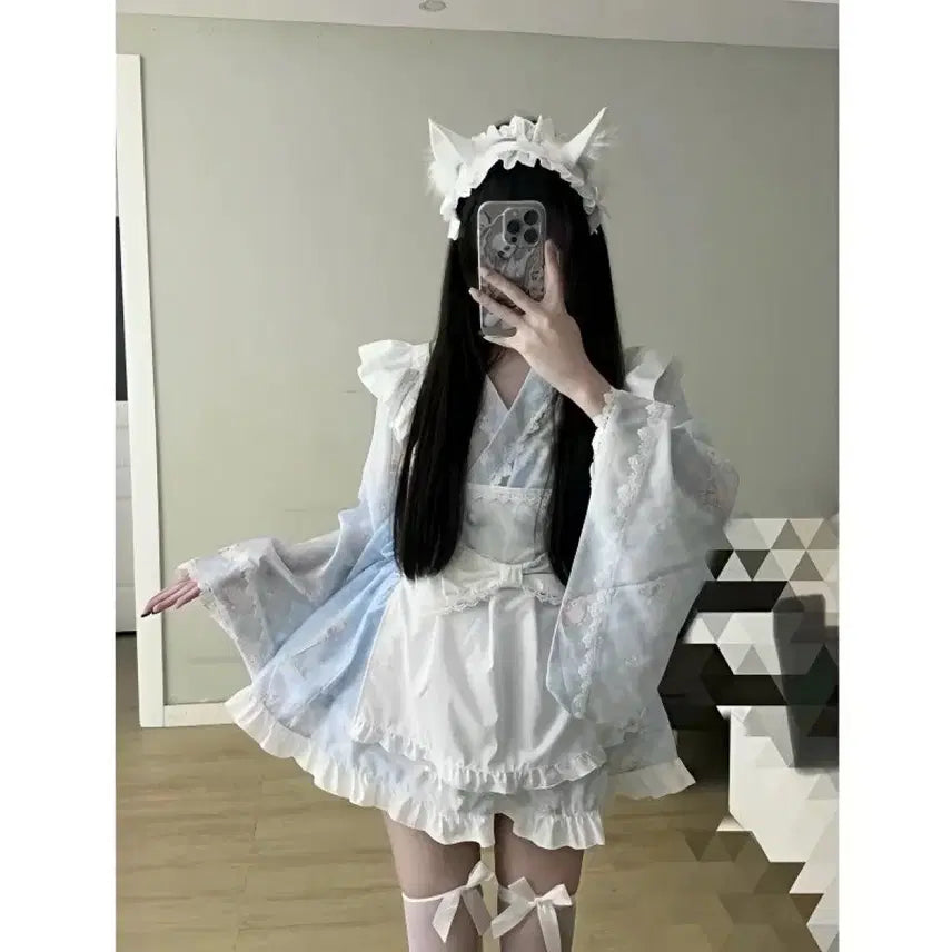 [BUNJANG] Subculture Ribbon Lace Maid Dress / 서브컬처 리본 메이드복 레이스 원피스(2컬러)