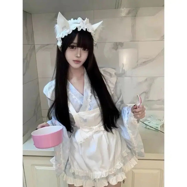 [BUNJANG] Subculture Ribbon Lace Maid Dress / 서브컬처 리본 메이드복 레이스 원피스(2컬러)