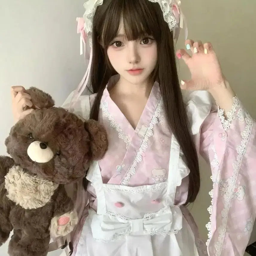 [BUNJANG] Subculture Ribbon Lace Maid Dress / 서브컬처 리본 메이드복 레이스 원피스(2컬러)