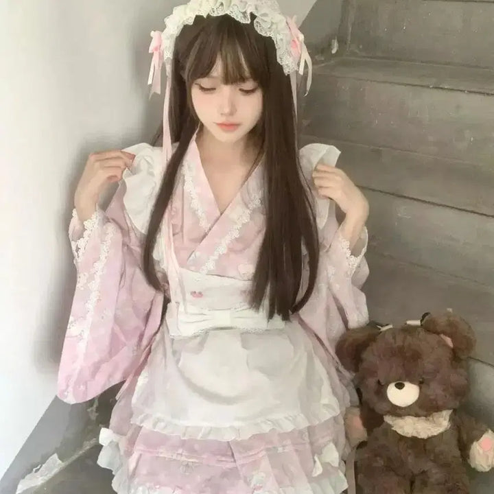 [BUNJANG] Subculture Ribbon Lace Maid Dress / 서브컬처 리본 메이드복 레이스 원피스(2컬러)
