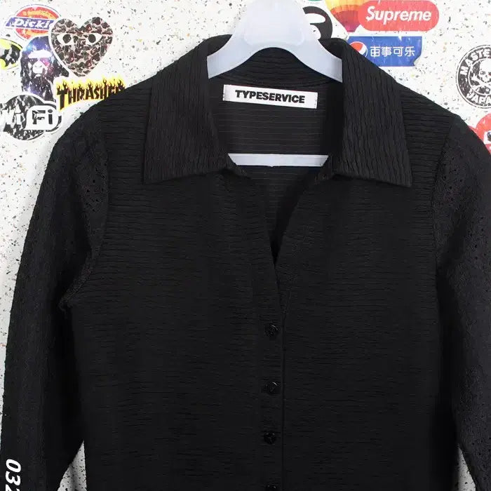 [BUNJANG] Type Service Lace Mix Shirt BK / 여성S/ 타입서비스 레이스 믹스 셔츠 BK 28-95