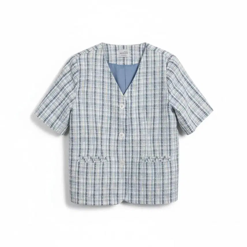 [BUNJANG] Secret Label Cool Tone V-Neck Short Sleeve Tweed Jacket BL / 여성2 / 시크릿라벨 쿨톤 브이넥 반팔트위드자켓BL 28-37