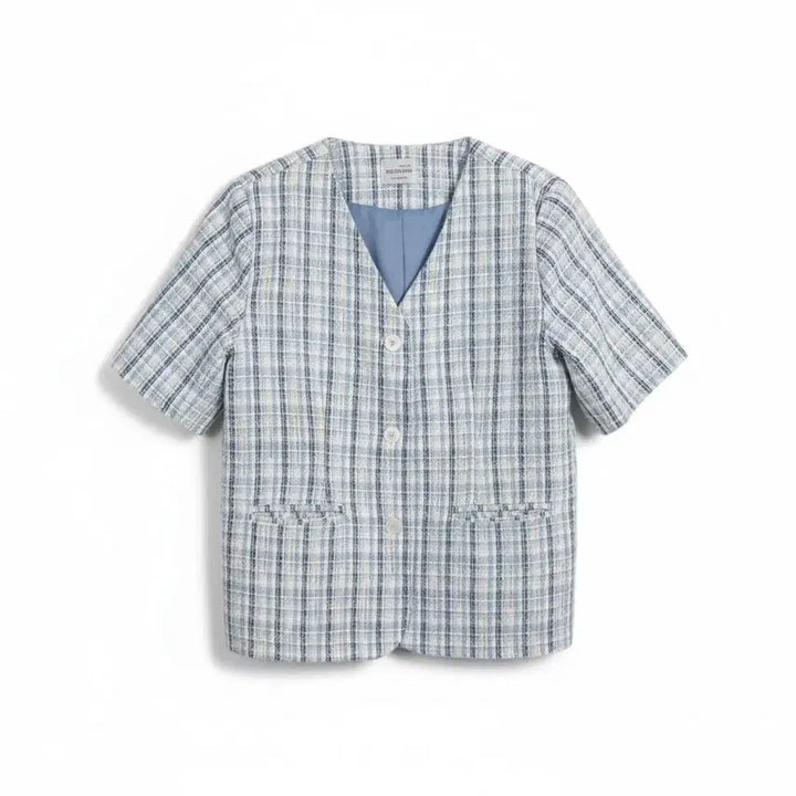 [BUNJANG] Secret Label Cool Tone V-Neck Short Sleeve Tweed Jacket BL / 여성2 / 시크릿라벨 쿨톤 브이넥 반팔트위드자켓BL 28-37