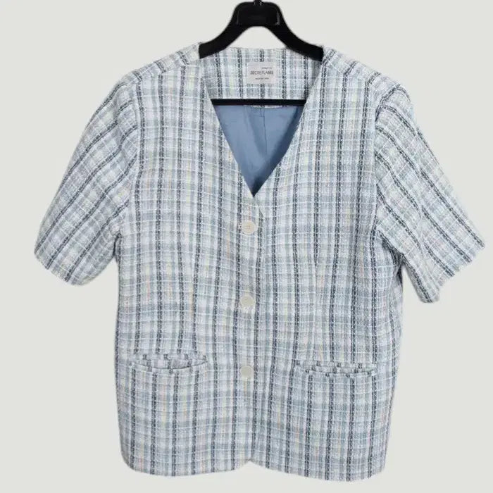 [BUNJANG] Secret Label Cool Tone V-Neck Short Sleeve Tweed Jacket BL / 여성2 / 시크릿라벨 쿨톤 브이넥 반팔트위드자켓BL 28-37