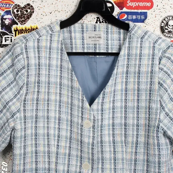 [BUNJANG] Secret Label Cool Tone V-Neck Short Sleeve Tweed Jacket BL / 여성2 / 시크릿라벨 쿨톤 브이넥 반팔트위드자켓BL 28-37