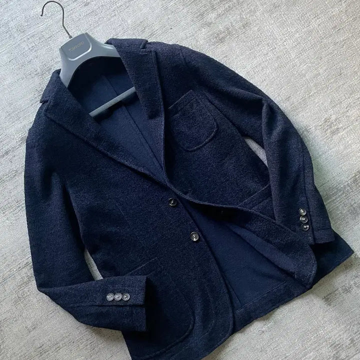 [BUNJANG] The Gigi Dark Navy Knit Jacket / 더 지지 다크네이비 니트 자켓 italy made