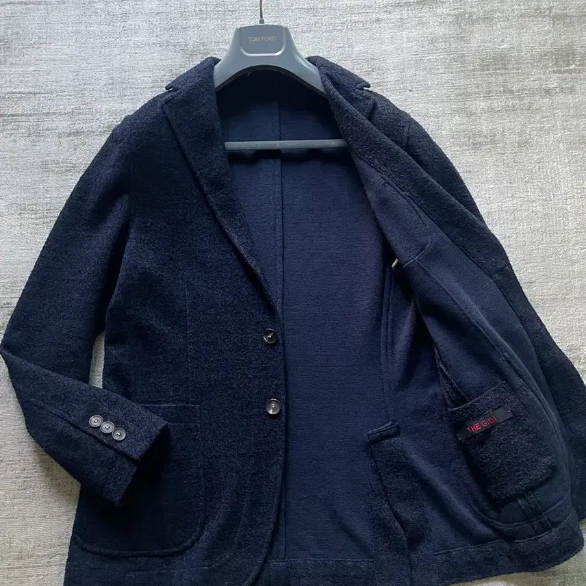 [BUNJANG] The Gigi Dark Navy Knit Jacket / 더 지지 다크네이비 니트 자켓 italy made