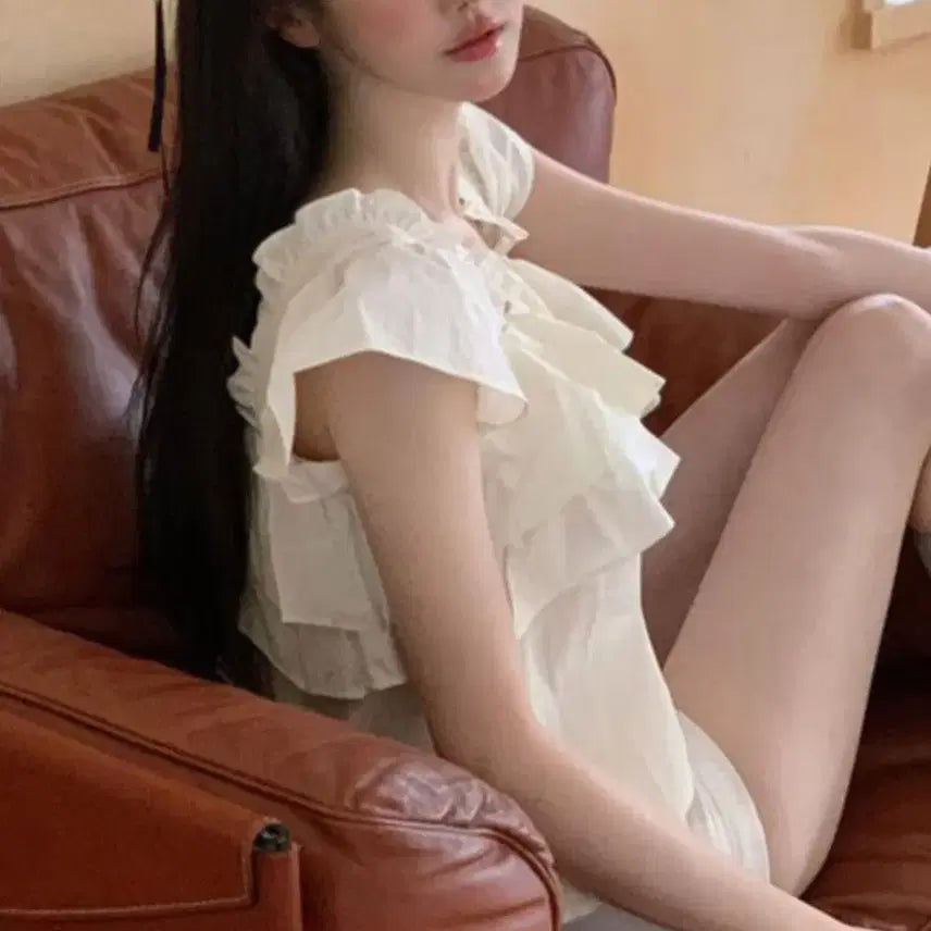 [BUNJANG] Thetis Baby Pink Short Sleeve Blouse / 더티스 베이비 핑크 반팔 블라우스
