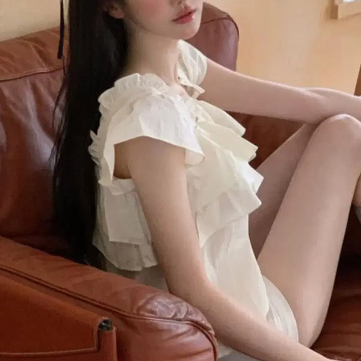 [BUNJANG] Thetis Baby Pink Short Sleeve Blouse / 더티스 베이비 핑크 반팔 블라우스