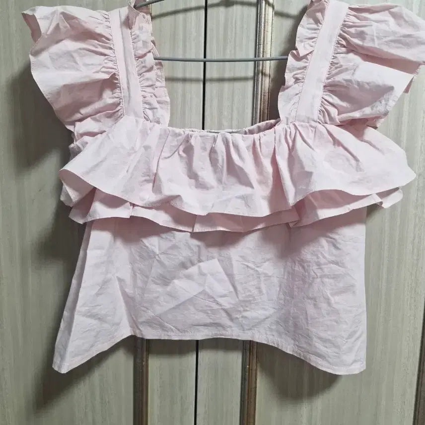 [BUNJANG] Thetis Baby Pink Short Sleeve Blouse / 더티스 베이비 핑크 반팔 블라우스