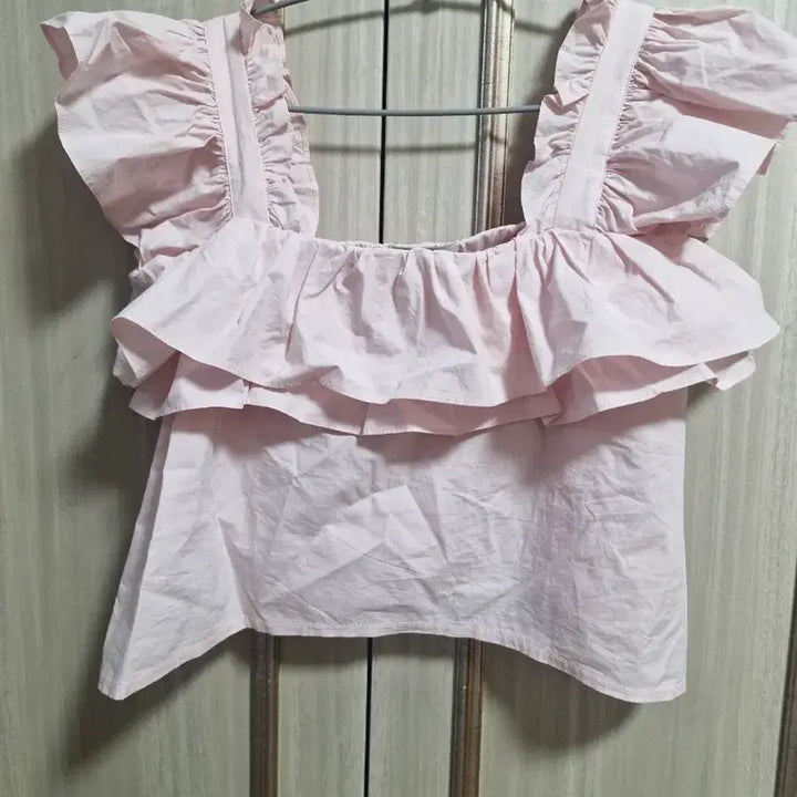 [BUNJANG] Thetis Baby Pink Short Sleeve Blouse / 더티스 베이비 핑크 반팔 블라우스