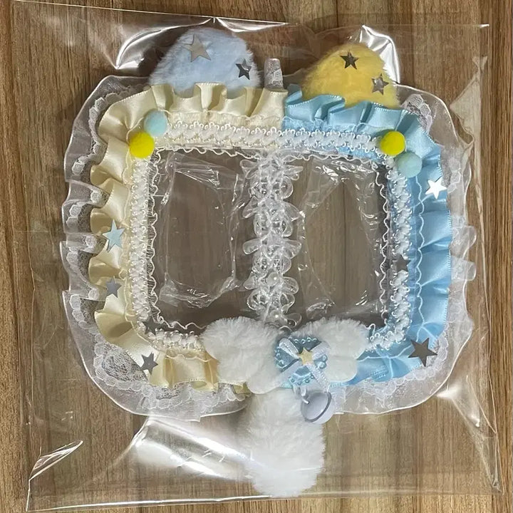 [SOLD OUT] 리본 레이스 커플 탑꾸 포카홀더 탑로더 수제 고양이 노랑 하늘 더블 2인