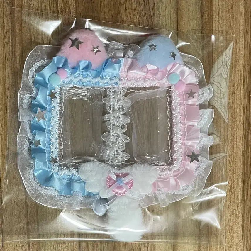 [BUNJANG] Handmade Double-Sided Photocard Holder with Ribbon Lace / 리본 레이스 커플 탑꾸 포카홀더 탑로더 수제 고양이 핑크 하늘 더블 2인