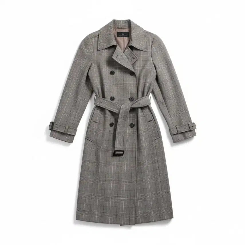 [BUNJANG] SI Simple Check Trench Coat GR / 여성55 / SI 전체체크 심플리 트렌치코트GR 15-7