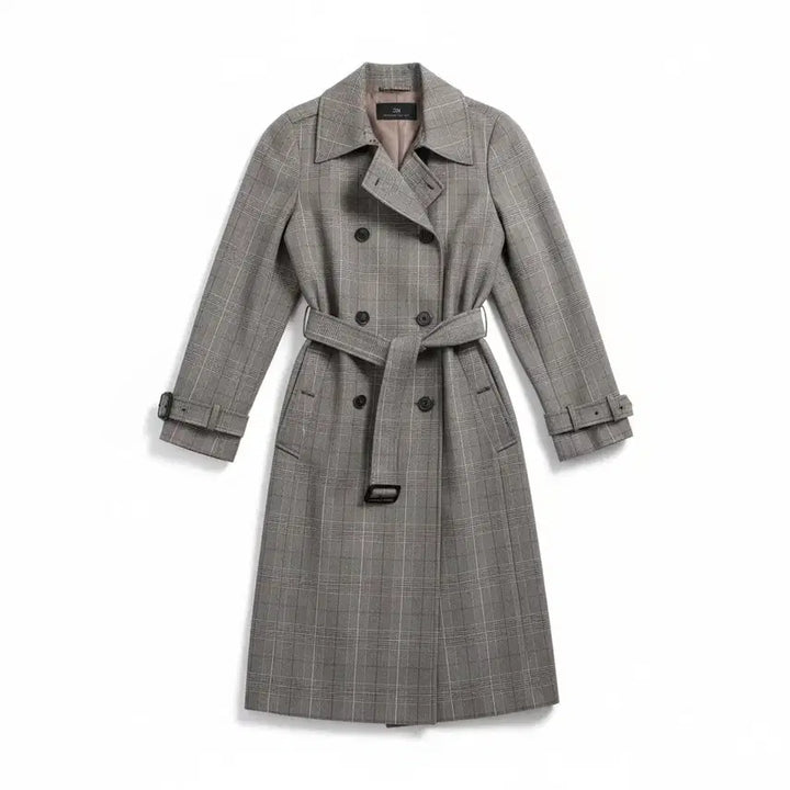 [BUNJANG] SI Simple Check Trench Coat GR / 여성55 / SI 전체체크 심플리 트렌치코트GR 15-7